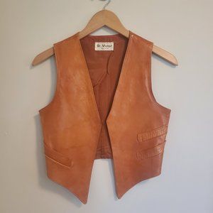 VINTAGE 1970s Leather Vest